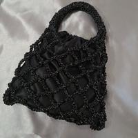 Borsa a rete con sacchetto in raso- borsa crochet