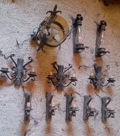 set lampade in ferro battuto