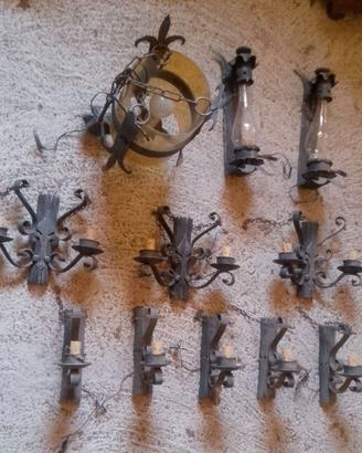 set lampade in ferro battuto