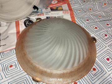 plafoniera vetro satinato bianco e rosa salmone