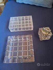 Set Scrivania Fumo Cristallo Vintage Anni '70

