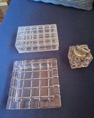 Set Scrivania Fumo Cristallo Vintage Anni '70

