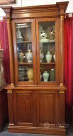 CREDENZA LIBRERIA FRANCESE IN STILE IMPERO IN NOCE
