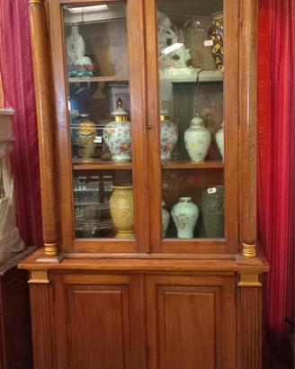 CREDENZA LIBRERIA FRANCESE IN STILE IMPERO IN NOCE