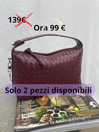 Borsa in pelle morbida intrecciata bordeaux
