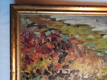 dipinto a olio su tavola, anni 50