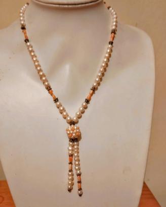 Girocollo Vintage Corallo e perle coltivate