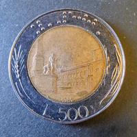 Moneta 500 lire bimetallica con errori di conio