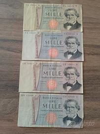 Lotto quattro banconote G. Verdi carta diversa. 