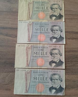 Lotto quattro banconote G. Verdi carta diversa. 