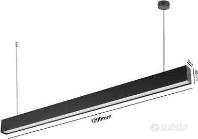 Lampadario a Sospensione LED Lineare 120 cm Nero