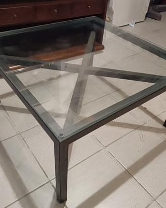 Tavolo in vetro e ferro battuto