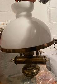 Lampada a sospensione Vintage in OTTONE e OPALINA