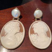 Orecchini Argento con Cammeo e Perle di Fiume