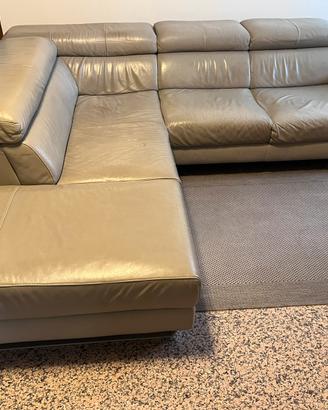 Divano angolare in pelle grigio Doimo