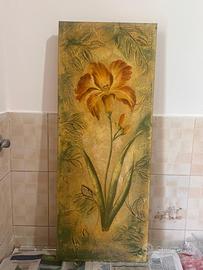 Quadro materico su tela porta fortuna 90x35
