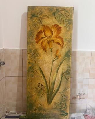 Quadro materico su tela porta fortuna 90x35