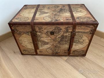 Baule vintage mappa del mondo