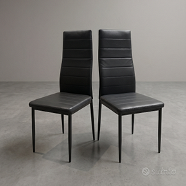 Set 4 Sedie Moderne in Ecopelle Nera - Schienale A