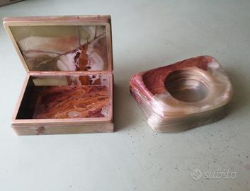 Portasigarette e posacenere in onice , anni '60