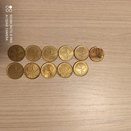 Lotto n. 11 Monete da 20 lire con ramo di quercia