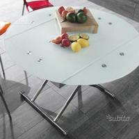 Tavolino trasformabile a roma clik vetro bianco