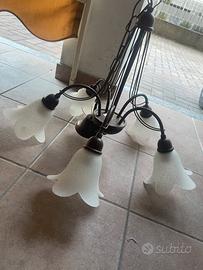 Lampadario 5 luci stile arte povera
