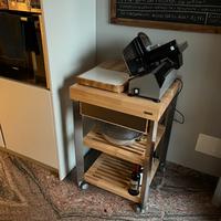 Carrello in legno massello e acciaio LEGNOART