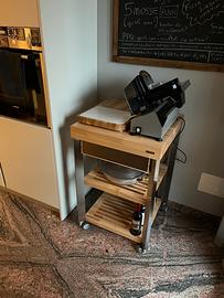 Carrello in legno massello e acciaio LEGNOART