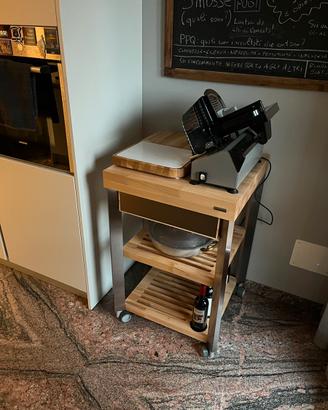 Carrello in legno massello e acciaio LEGNOART