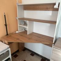 Scrivania angolare 100x75 bianco e legno