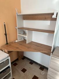 Scrivania angolare 100x75 bianco e legno