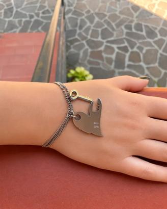 Bracciale d'Acciaio Sweet Years Cuore e Chiave