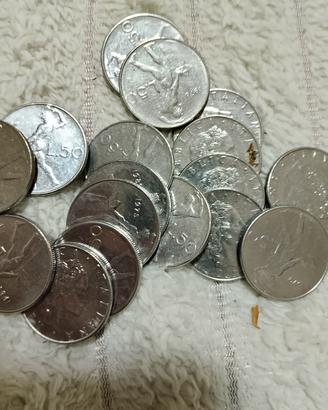 moneta italiana 50 lire anni 70 è 80