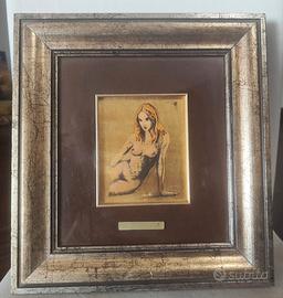Quadro su foglia d'oro in lamina d'argento - donna