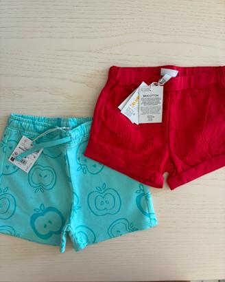 Coppia pantaloncini nuovi bambina Ovs