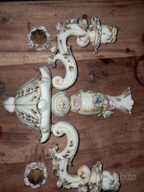Coppia di applique vintage porcellana Capodimonte