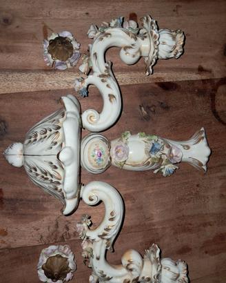 Coppia di applique vintage porcellana Capodimonte