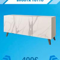 Madia effetto marmo bianco L 175 cm - H 60 cm