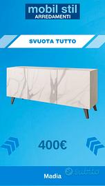 Madia effetto marmo bianco L 175 cm - H 60 cm