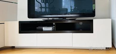 Mobile porta TV design laccato bianco/nero 166 cm