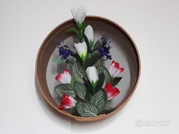 Setaccio con esterno in legno e decorazione fiori