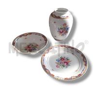 VASO TERRINA E PIATTO LIMOGES BIANCO FIORI BLU ROS