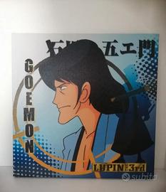 Quadro su Tela Goemon Lupin III 25x25 cm NUOVO