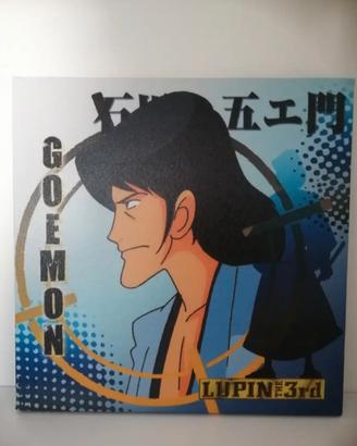 Quadro su Tela Goemon Lupin III 25x25 cm NUOVO