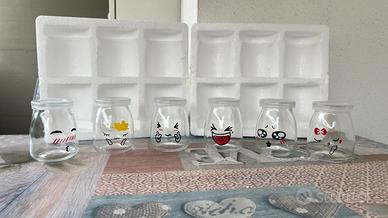 Set 6 Vasetti in Vetro "Emoji" con tappo