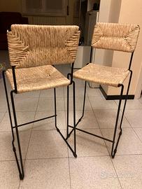 Coppia di sgabelli impagliati