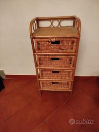 cassettiera in rattan