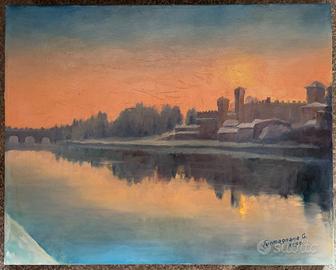 Quadro Dipinto ad Olio - Borgo Medievale Torino