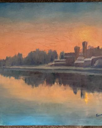 Quadro Dipinto ad Olio - Borgo Medievale Torino